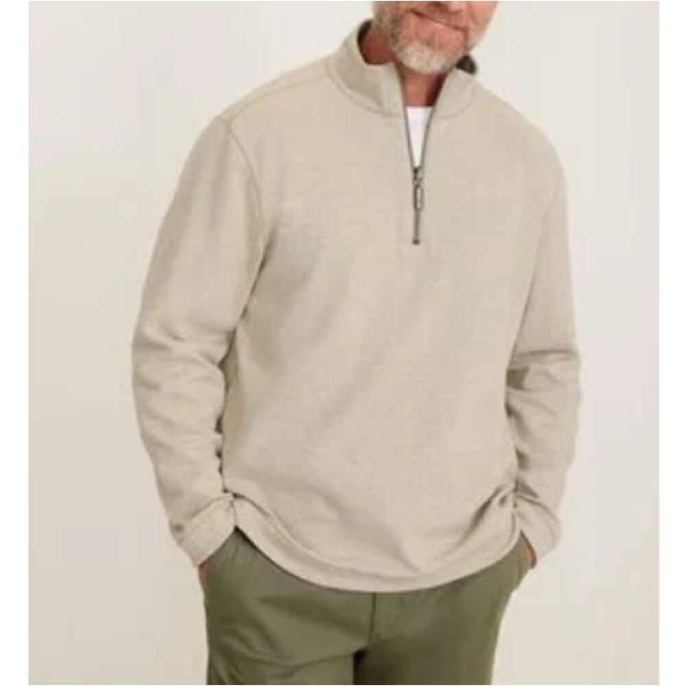 Tommy Bahama Men's Cobblestone Flipview Reversible Half-Zip Sweatshirt Size XXL